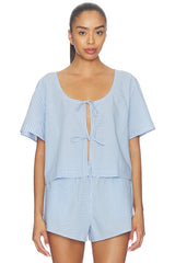 Airy Cotton Tie Front Top