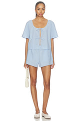Airy Cotton Tie Front Top