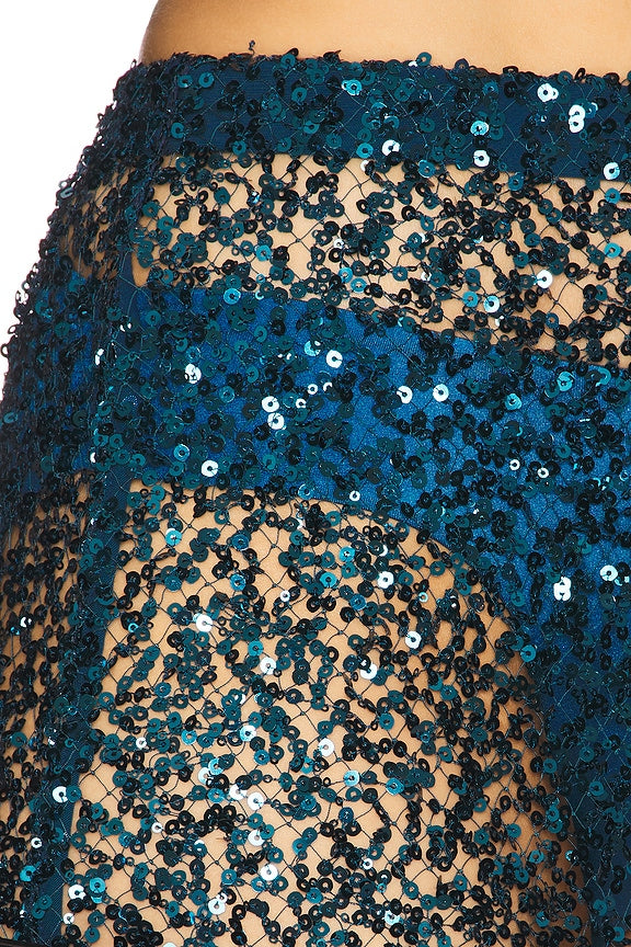 Net Paillette Maxi Skirt