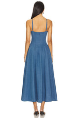 Simone Midi Dress in Denim Blue