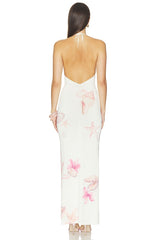 Theia Floral Print Halter Maxi Dress