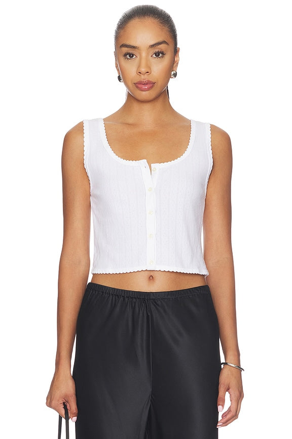 Pointelle Button Down Tank