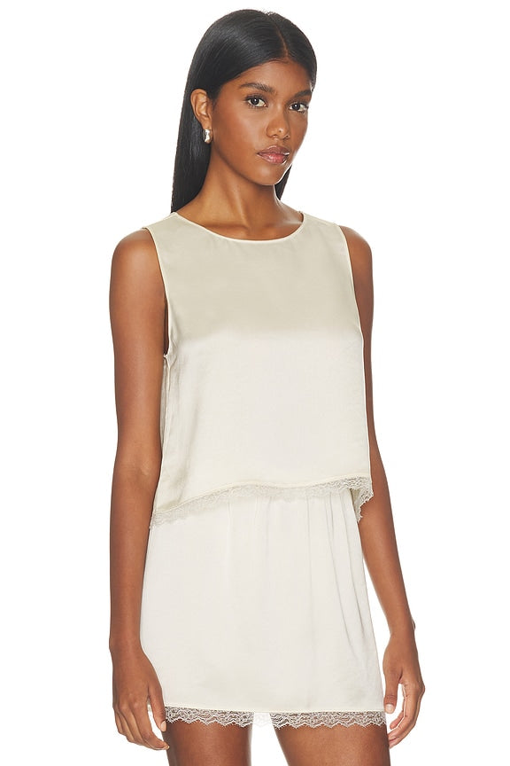 Barb Lace Crop Sleeveless Crew