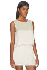 Barb Lace Crop Sleeveless Crew