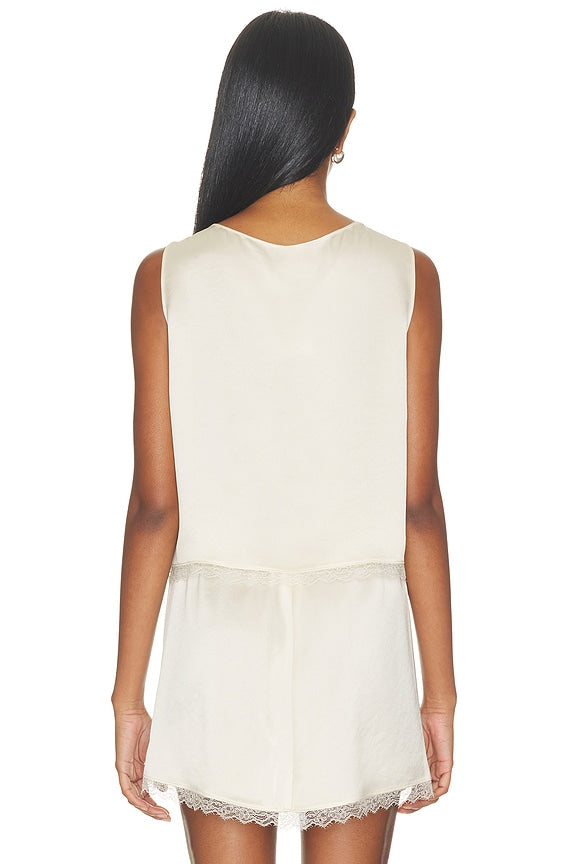 Barb Lace Crop Sleeveless Crew