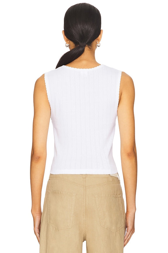 Pointelle Sleeveless Crew Top