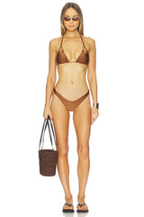 Zig Zag Knotted Cut Out Triangle Bikini Top