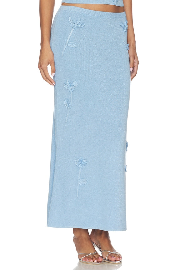 Kaidyn Flower Embroidered Midi Skirt