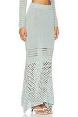 Striped Mesh Handkerchief Midi Skirt