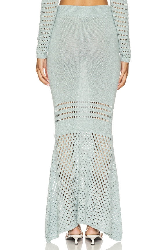 Striped Mesh Handkerchief Midi Skirt