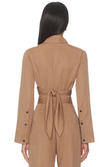 Collared Long Sleeve Wrap Top