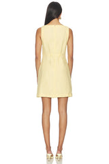 Boatneck Shirred Mini Dress in 100% Linen