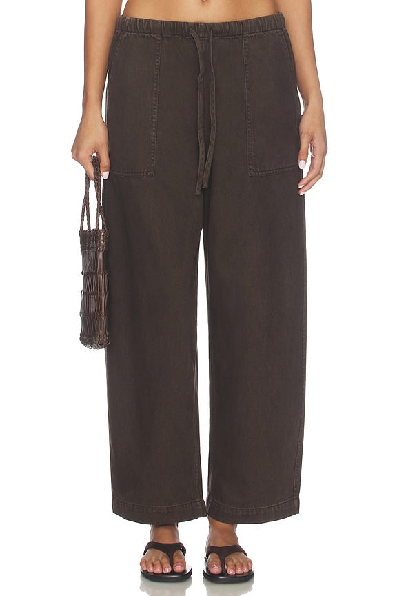 Pull On Barrel Leg Utility Pants in Airy Denim