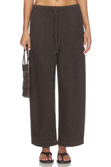 Pull On Barrel Leg Utility Pants in Airy Denim