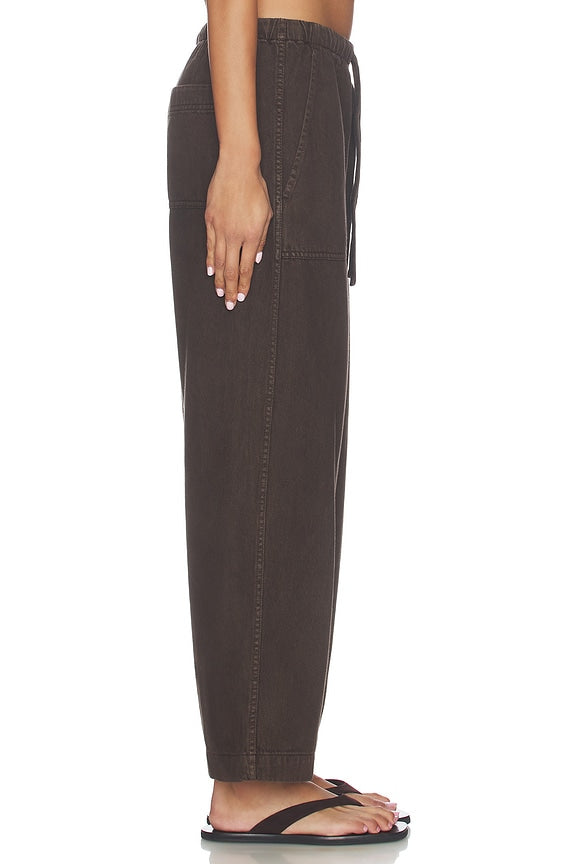Pull On Barrel Leg Utility Pants in Airy Denim