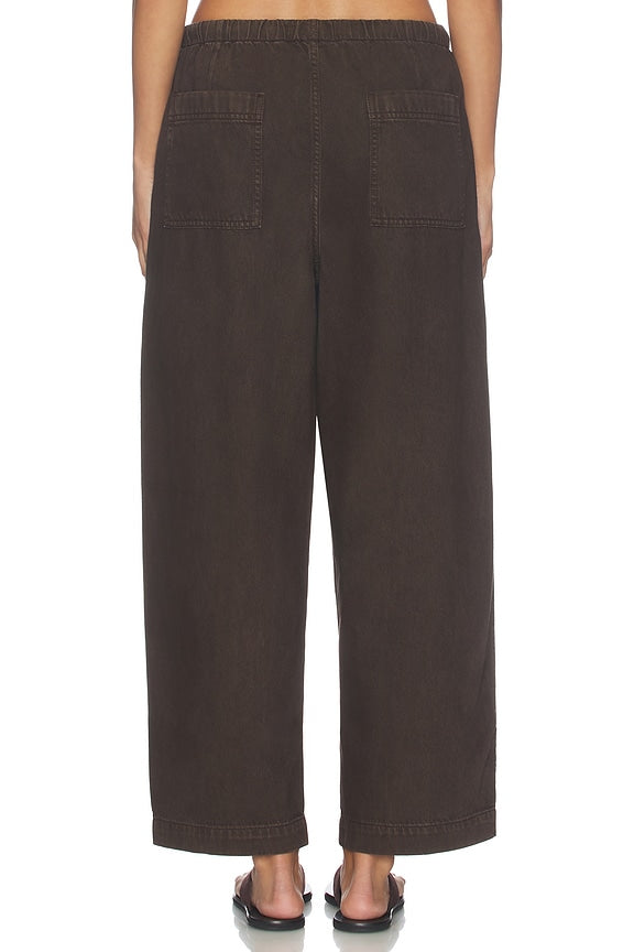 Pull On Barrel Leg Utility Pants in Airy Denim