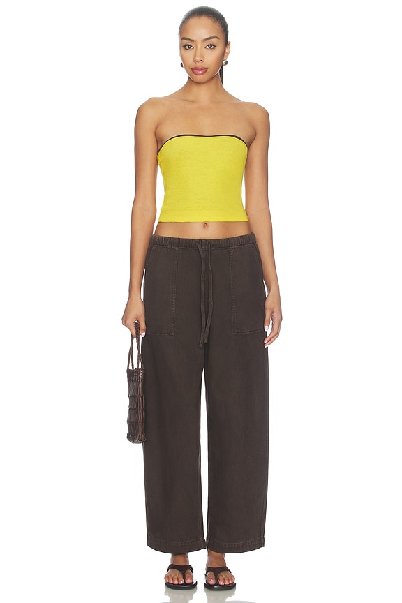 Pull On Barrel Leg Utility Pants in Airy Denim