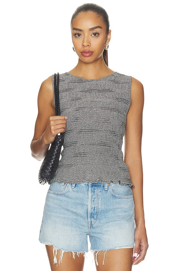 Smocked Boatneck Tank in Stripe
