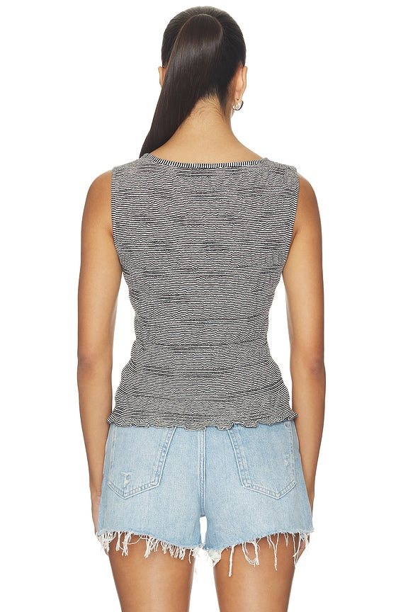 Smocked Boatneck Tank in Stripe