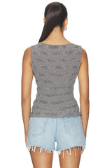 Smocked Boatneck Tank in Stripe