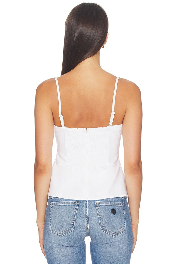 Airy Denim Ruched Squareneck Tank
