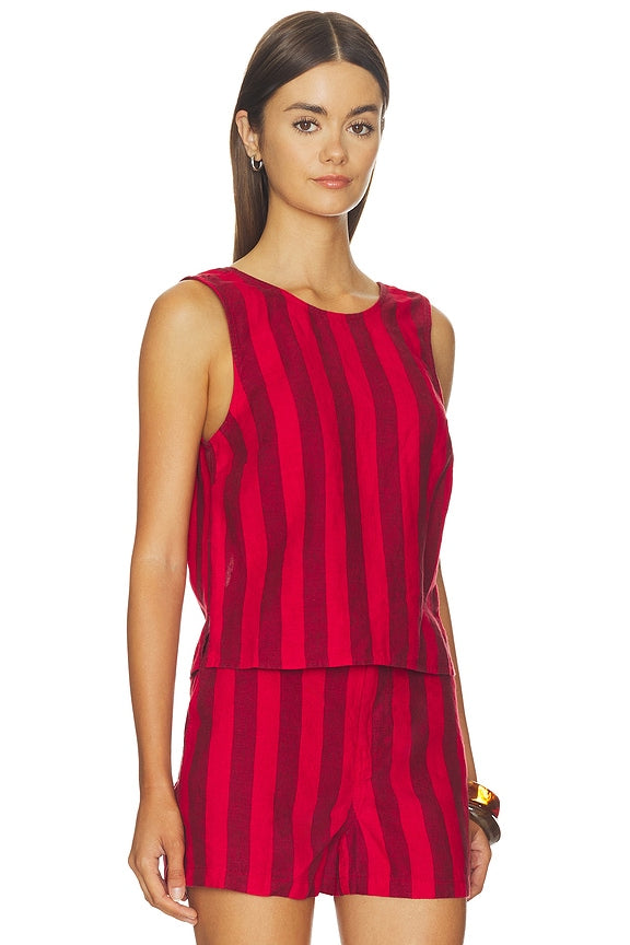 Tie Back Shell Top in 100% Linen