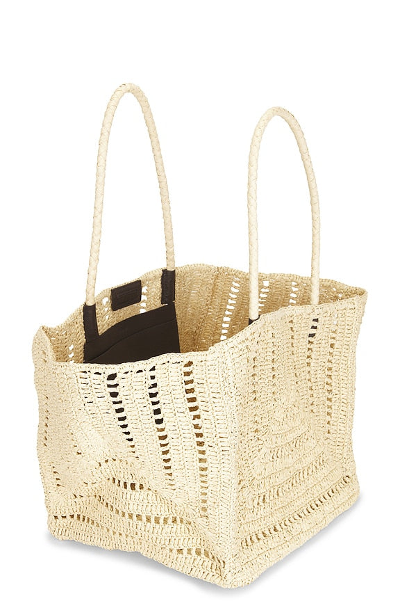 Large Eyelet Raffia Tote