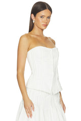 Strapless Button Up Top With Lace Trim