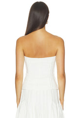 Strapless Button Up Top With Lace Trim