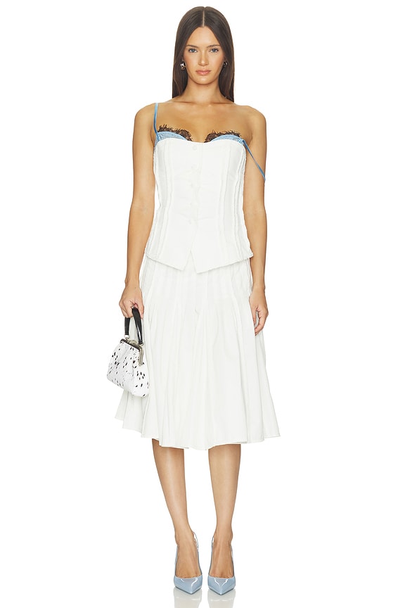 Strapless Button Up Top With Lace Trim