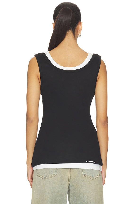 Layered Open-collared Vest