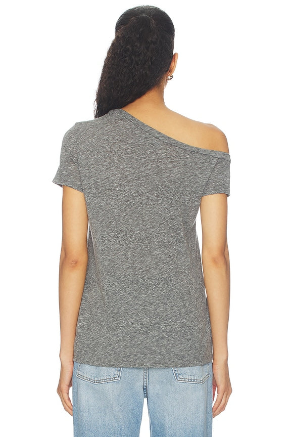 Zire Aysmmetrical Cold Shoulder V-neck Keyhole Tee