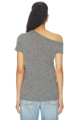 Zire Aysmmetrical Cold Shoulder V-neck Keyhole Tee