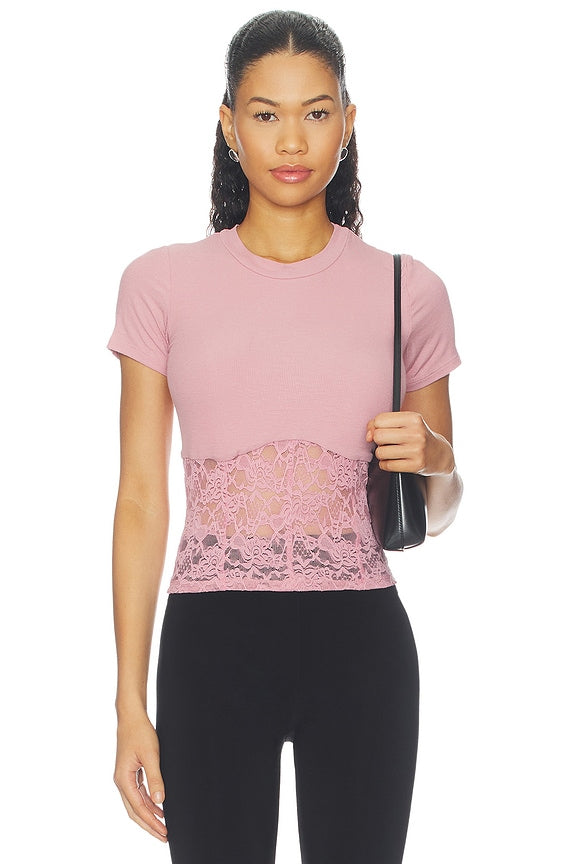 Ember Rib Lace Short Sleeve Tee