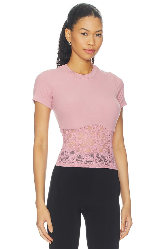 Ember Rib Lace Short Sleeve Tee