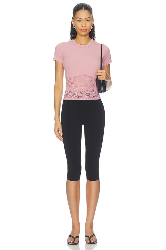 Ember Rib Lace Short Sleeve Tee