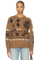 Fair Isle Crewneck Sweater With Scarf