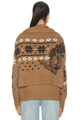 Fair Isle Crewneck Sweater With Scarf