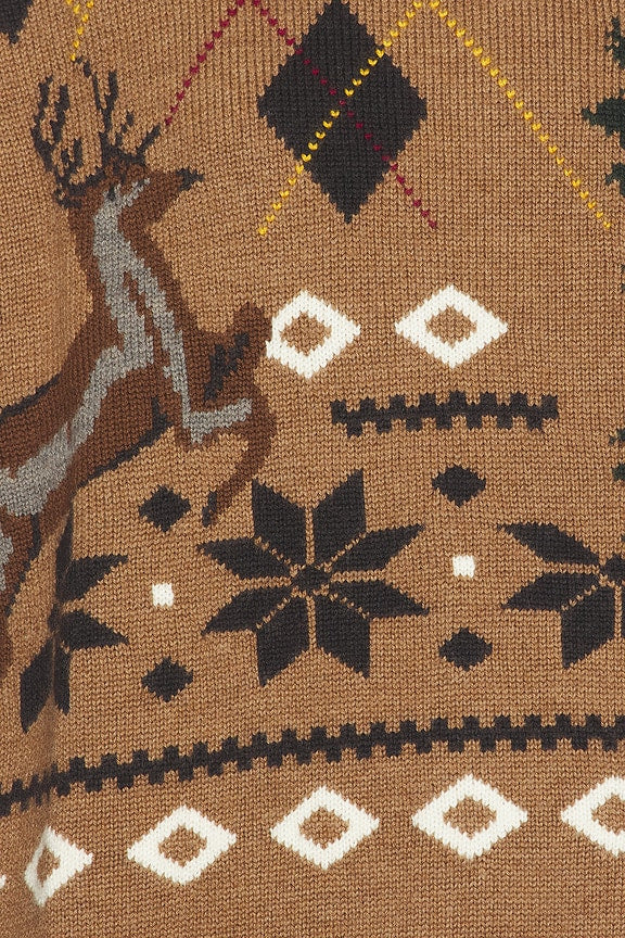 Fair Isle Crewneck Sweater With Scarf