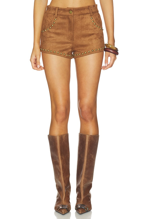 Leanan Studded Faux Suede Short