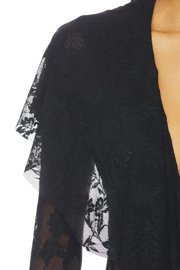Xl Sleeve Deep V Ruffle Mini Dress