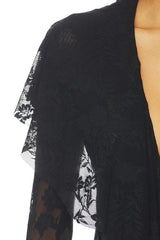 Xl Sleeve Deep V Ruffle Mini Dress