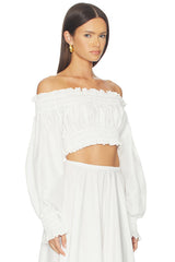 Long Sleeve Peasant Cropped Top