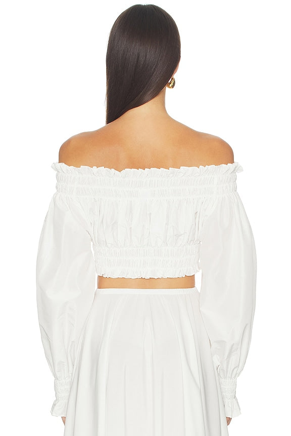 Long Sleeve Peasant Cropped Top