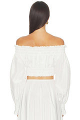 Long Sleeve Peasant Cropped Top
