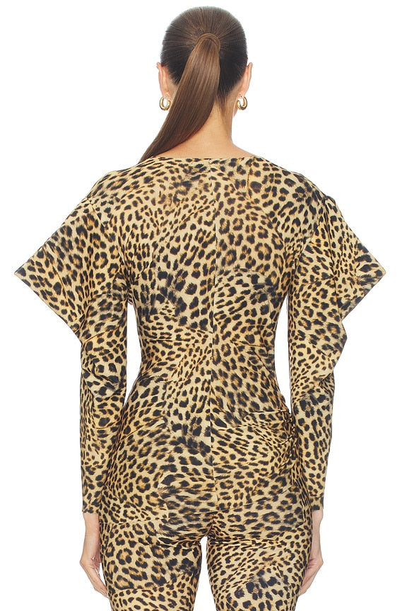 Wing Sleeve Side Drape Top
