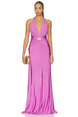 Gisele Jersey Back Slit Maxi Dress