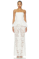 Gal Embroidery Peplum Maxi Dress