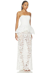 Gal Embroidery Peplum Maxi Dress