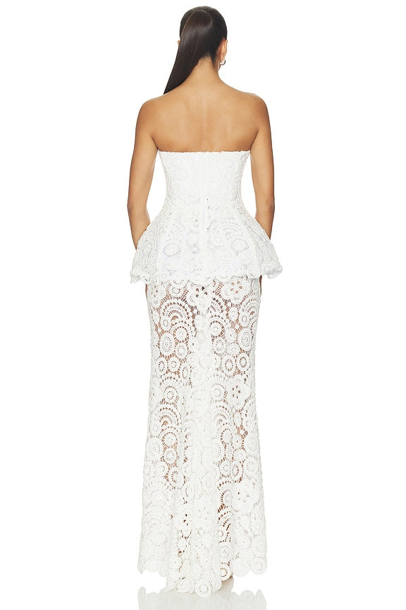 Gal Embroidery Peplum Maxi Dress